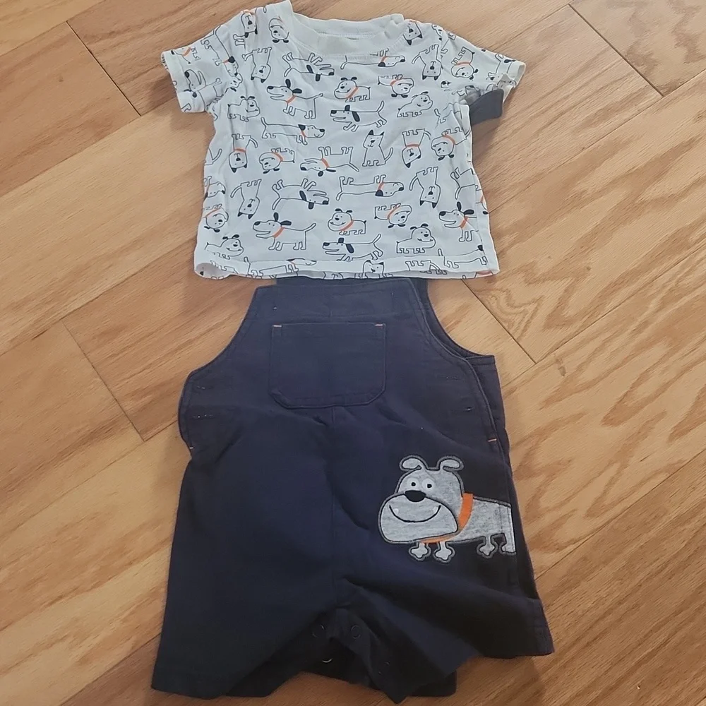 Carter's Navy Blue Dog Print Kids Matching Set 9 months